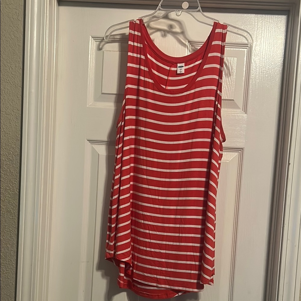 Old Navy Red and White Striped Tank Top